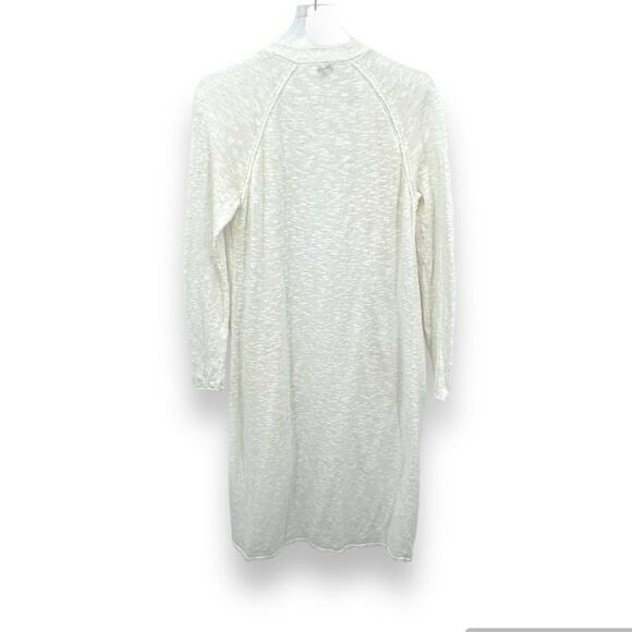 Project white cardigan sweater open front long line linen cotton blend pockets M - Picture 4 of 8